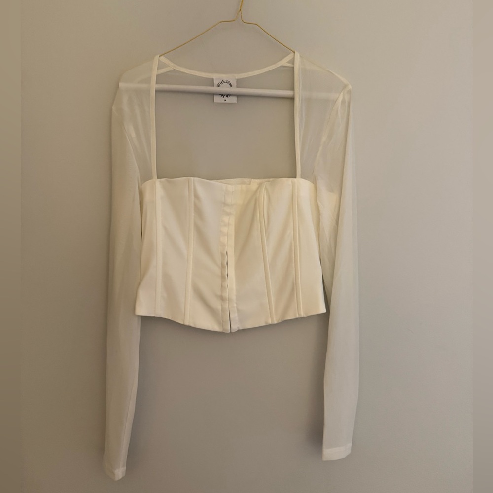 White With Jean Mesh Bustier top - Picture 5 of 7